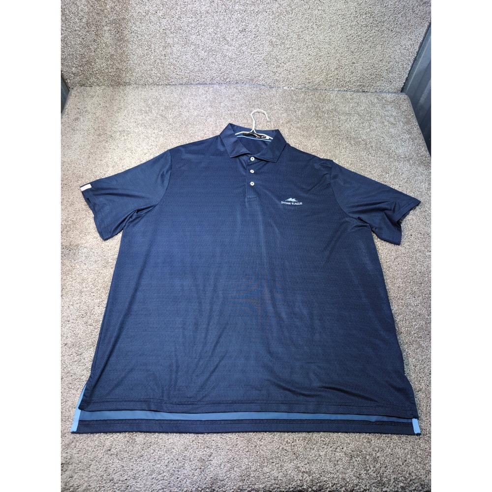 RLX Ralph Lauren Stone Eagle Navy Blue Performance Polo Shirt Mens XXL Golf